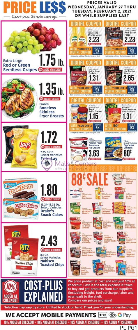 5 days ago · Cost Less Weekly Ad. View the full ️ Cost Less Weekly Ad for this week and the Cost Less Food Ad for next week! Use the left and right arrows to navigate through all of the pages of the Cost Less Sales Ad Weekly Flyer. Plan your shopping trip ahead of time and get your coupons ready for the early Cost Less weekly ad circular.